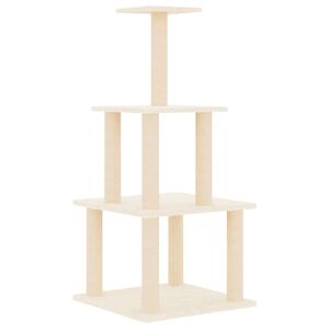 vidaXL &Scaron;krabadlo pro kočky se sisalov&yacute;mi sloupky kr&eacute;mov&eacute; 111 cm