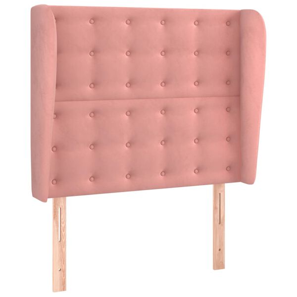 vidaXL Čelo postele typu u&scaron;&aacute;k růžov&eacute; 83 x 23 x 118/128 cm samet