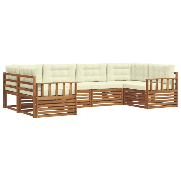 vidaXL Venkovn&iacute; pohovkov&aacute; souprava 6 pcs Přirozen&aacute; a Kr&eacute;mov&aacute;