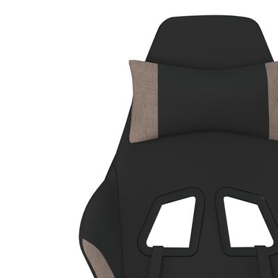 vidaXL Masážní herní židle s podnožkou černá a taupe textil
