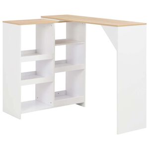 vidaXL Barov&yacute; stůl s pohybliv&yacute;m reg&aacute;lem b&iacute;l&yacute; 138 x 39 x 110 cm