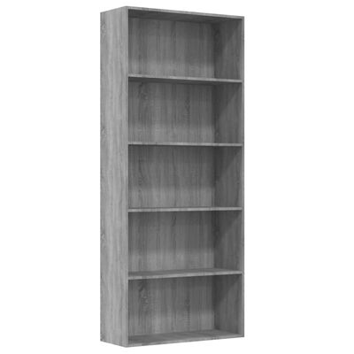 vidaXL 5patrová knihovna šedá sonoma 80 x 30 x 189 cm kompozitní dřevo
