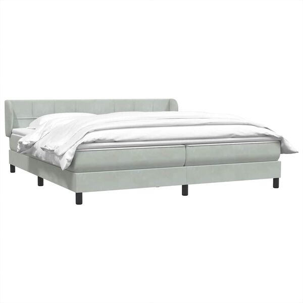 vidaXL Postel Box Spring s matracemi světle &scaron;ed&aacute; 180x210 cm samet