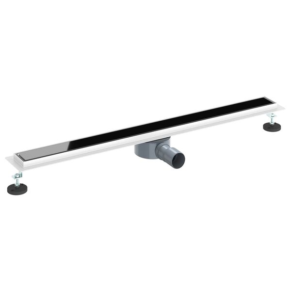 vidaXL Sprchov&yacute; odtok s skleněn&yacute;m v&iacute;kem a 360&deg; sifonem Čern&aacute; 90 cm