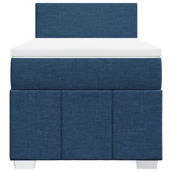 vidaXL Box spring postel s matrac&iacute; modr&aacute; 90x200 cm textil