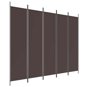 vidaXL 5d&iacute;ln&yacute; parav&aacute;n hněd&yacute; 250x200 cm textil