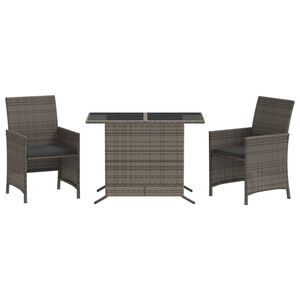 vidaXL 3d&iacute;ln&yacute; bistro set s podu&scaron;kami &scaron;ed&yacute; polyratan