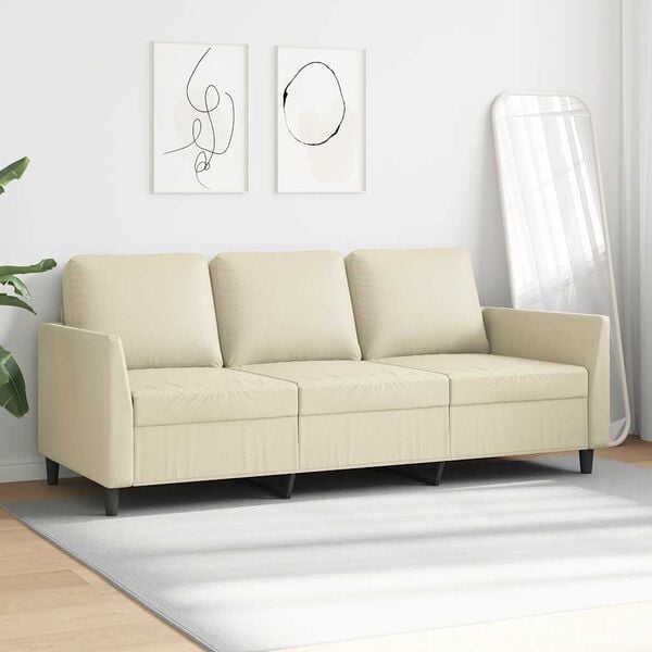 vidaXL 3m&iacute;stn&aacute; pohovka kr&eacute;mov&aacute; 180 cm uměl&aacute; kůže