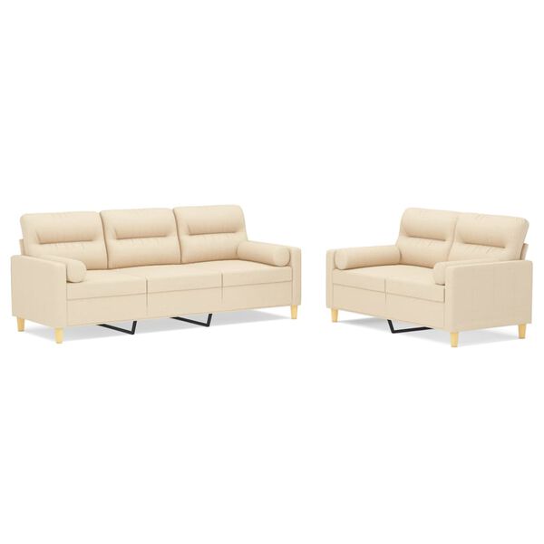 vidaXL 2d&iacute;ln&aacute; sedac&iacute; souprava s pol&scaron;t&aacute;ři a podu&scaron;kami kr&eacute;mov&aacute; textil