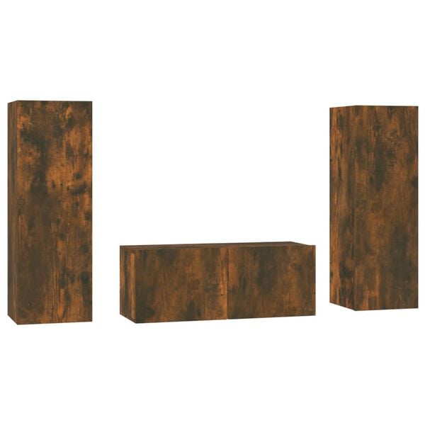 vidaXL 3d&iacute;ln&yacute; set TV skř&iacute;něk kouřov&yacute; dub kompozitn&iacute; dřevo