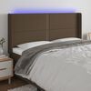 vidaXL Čelo postele s LED tmavě hněd&eacute; 203 x 16 x 118/128 cm textil
