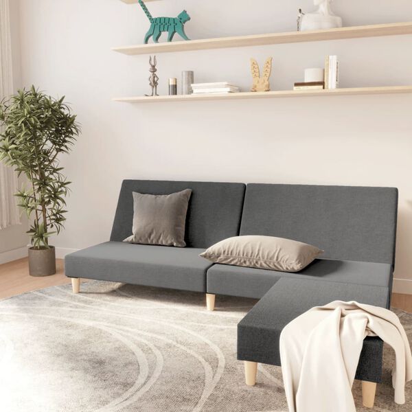 vidaXL 2m&iacute;stn&aacute; rozkl&aacute;dac&iacute; pohovka s podnožkou světle &scaron;ed&aacute; textil