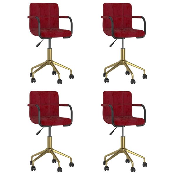 vidaXL Otočn&eacute; j&iacute;deln&iacute; židle 4 ks v&iacute;nov&eacute; samet