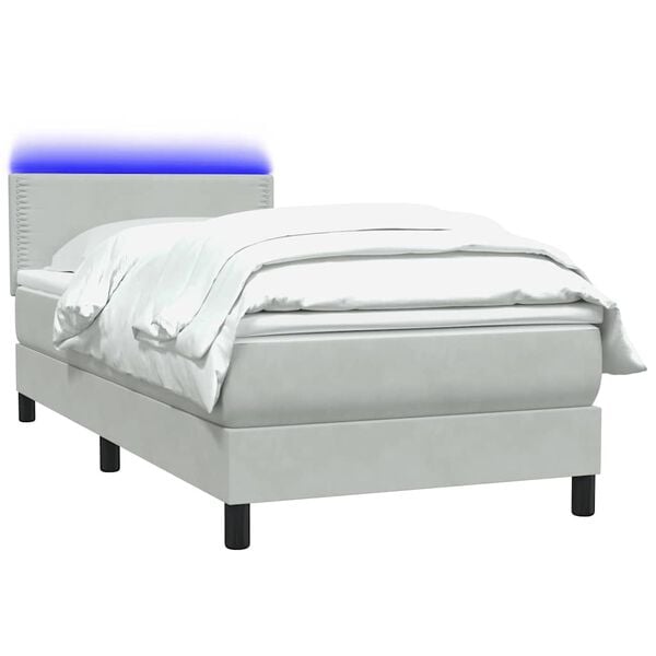 vidaXL Box spring postel s matrac&iacute; a LED světle &scaron;ed&aacute; 80x210 cm samet