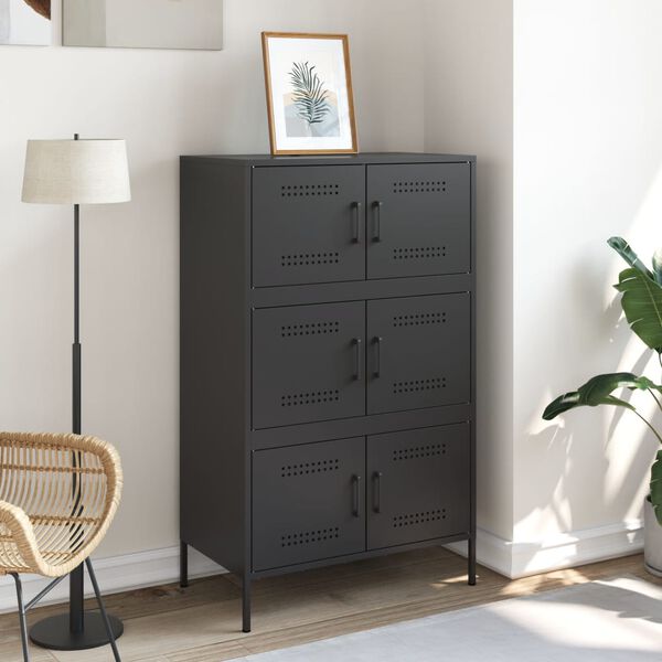 vidaXL Skříň highboard černá 68 x 39 x 113 cm ocel