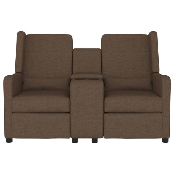 vidaXL 2m&iacute;stn&eacute; polohovac&iacute; křeslo s drž&aacute;kem n&aacute;pojů hněd&eacute; textil