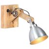 vidaXL N&aacute;stěnn&aacute; lampa E27 stř&iacute;brn&aacute; masivn&iacute; mangovn&iacute;kov&eacute; dřevo a železo