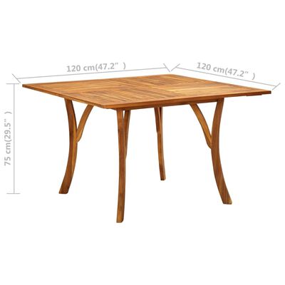 vidaXL Zahradní stůl 120 x 120 x 75 cm masivní akáciové dřevo
