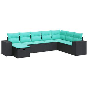 vidaXL 8d&iacute;ln&aacute; zahradn&iacute; sedac&iacute; souprava s podu&scaron;kami čern&aacute; polyratan