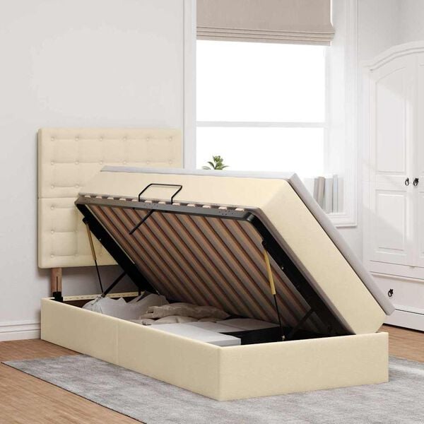 vidaXL Postel s &uacute;ložn&yacute;m prostorem a matrac&iacute; s čelo Kr&eacute;mov&aacute; 90 x 190 cm