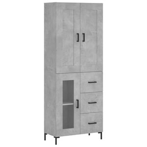 vidaXL Skř&iacute;ň highboard betonově &scaron;ed&aacute; 69,5x34x180 cm kompozitn&iacute; dřevo