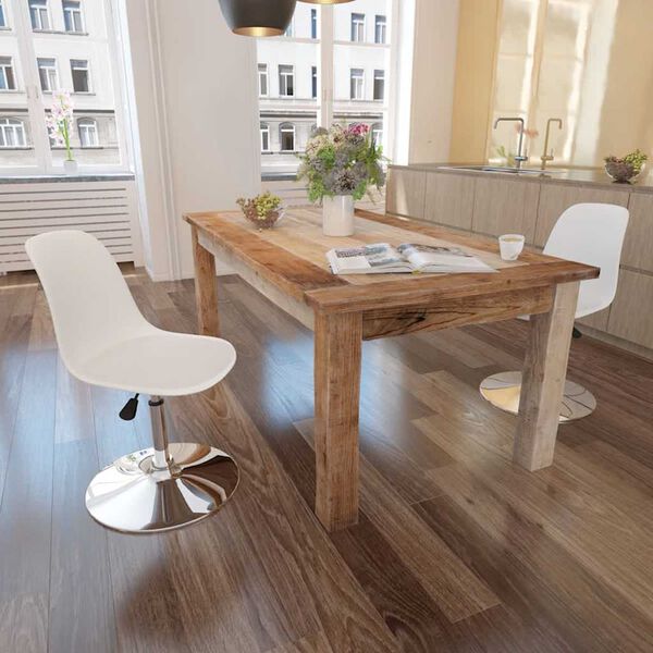 vidaXL Otočn&eacute; j&iacute;deln&iacute; židle 2 ks b&iacute;l&eacute; uměl&aacute; kůže