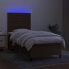 vidaXL Box spring postel s matrac&iacute; a LED tmavě hněd&aacute; 100x200 cm textil