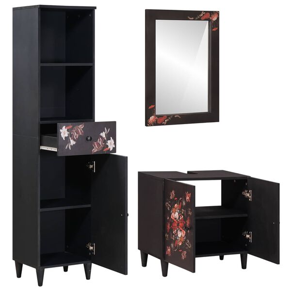 vidaXL Sada koupelnov&yacute;ch skř&iacute;něk N&aacute;stěnn&yacute; 3 pcs Masivn&iacute; mangov&eacute; dřevo