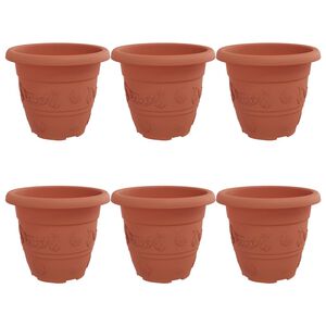 vidaXL Kulat&yacute; květin&aacute;č 6 pcs Cihlově červen&aacute; &Oslash; 26 x 21.5 cm Plast
