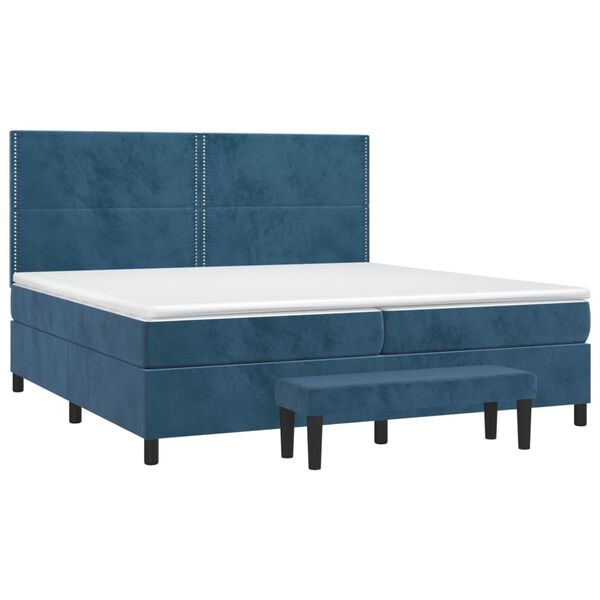 vidaXL Box spring postel s matrac&iacute; tmavě modr&aacute; 200x200 cm samet