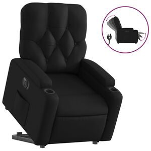 vidaXL Elektrick&eacute; zvedac&iacute; polohovac&iacute; křeslo čern&eacute; uměl&aacute; kůže