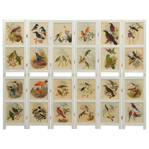 vidaXL 6d&iacute;ln&yacute; parav&aacute;n b&iacute;l&yacute; 214 x 165 cm masivn&iacute; dřevo pavlovnie