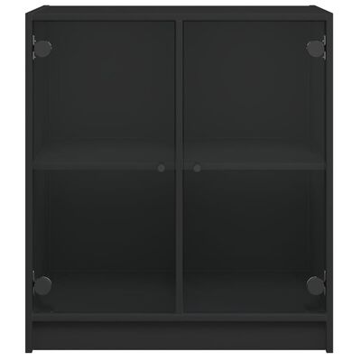 vidaXL Odkládací skříňka se skleněnými dvířky černá 68 x 37 x 75,5 cm