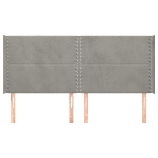 vidaXL Čelo postele typu u&scaron;&aacute;k světle &scaron;ed&eacute; 203x16x118/128 cm samet