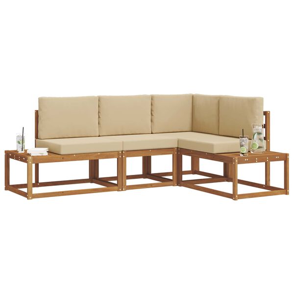 vidaXL Venkovn&iacute; pohovkov&aacute; souprava 4 Kus Přirozen&aacute; a B&eacute;žov&aacute;