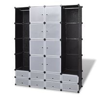 vidaXL Modulární skříň s 18 přihrádkami černobílá 37 x 146 x 180,5 cm