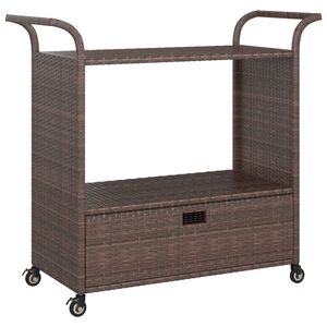 vidaXL Barov&yacute; voz&iacute;k se z&aacute;suvkou hněd&yacute; 100 x 45 x 97 cm polyratan