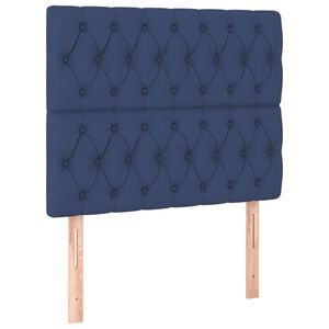 vidaXL Čelo postele modr&eacute; 90x7x118/128 cm l&aacute;tkov&eacute;