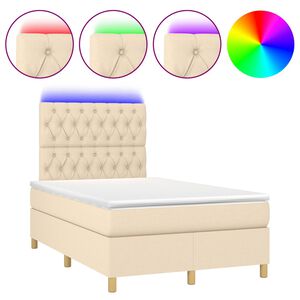 vidaXL Box spring postel s matrac&iacute; a LED kr&eacute;mov&aacute; 120x190 cm textil