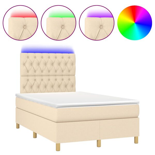 vidaXL Box spring postel s matrac&iacute; a LED kr&eacute;mov&aacute; 120x190 cm textil