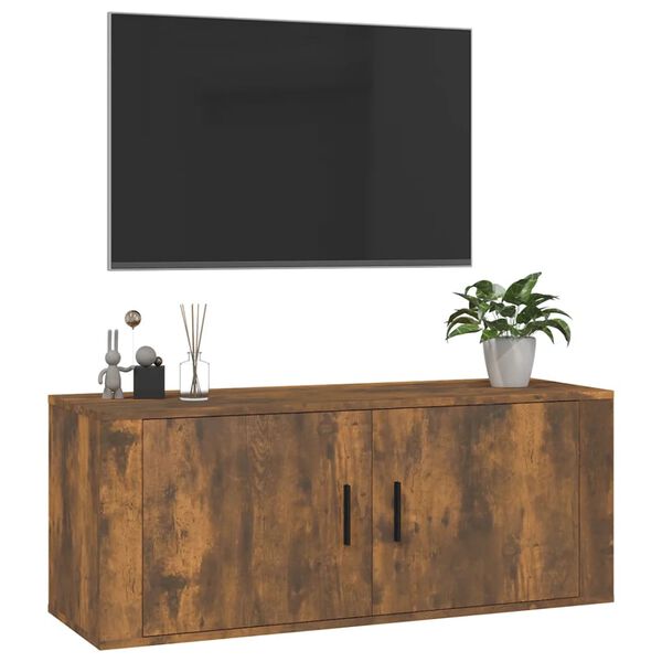 vidaXL Nástěnná TV skříňka kouřový dub 100 x 34,5 x 40 cm
