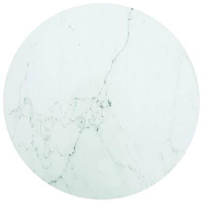 vidaXL Stolní deska bílá Ø 50 x 0,8 cm tvrzené sklo mramorový design
