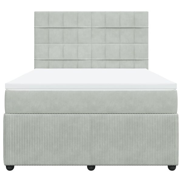 vidaXL Box spring postel s matrac&iacute; světle &scaron;ed&aacute; 140x200 cm samet