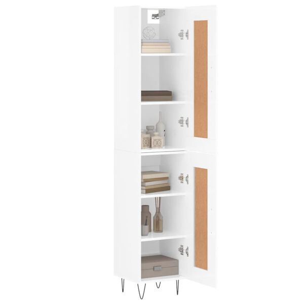 vidaXL Skř&iacute;ň highboard b&iacute;l&aacute; s vysok&yacute;m leskem 34,5x34x180 cm kompozit