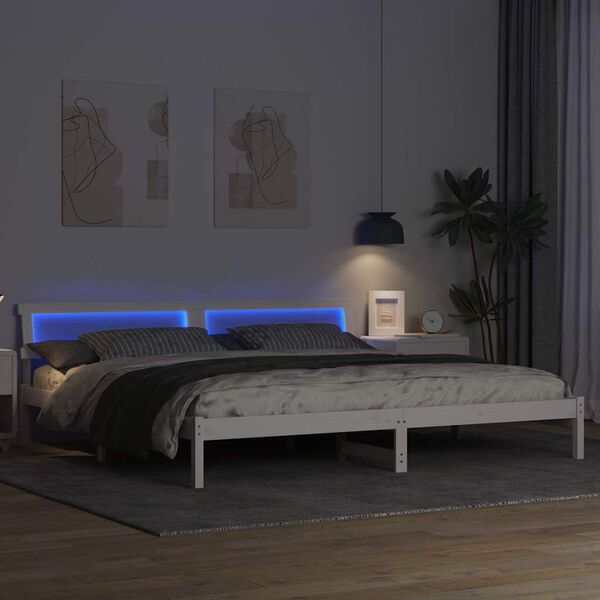 vidaXL R&aacute;m postele s čelo B&iacute;l&aacute; 180 x 200 cm Masivn&iacute; borov&eacute; dřevo