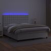 vidaXL Box spring postel s matrac&iacute; a LED b&iacute;l&aacute; 180x200 cm uměl&aacute; kůže
