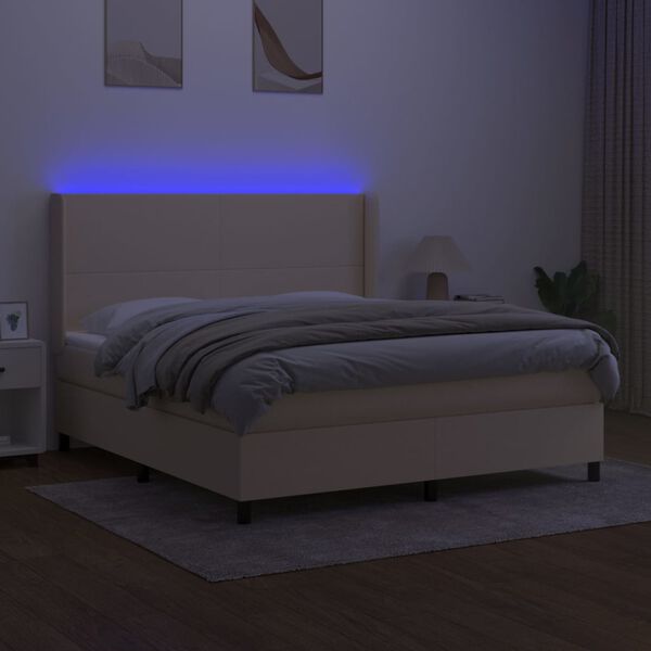 vidaXL Box spring postel s matrac&iacute; a LED kr&eacute;mov&aacute; 160x200 cm textil