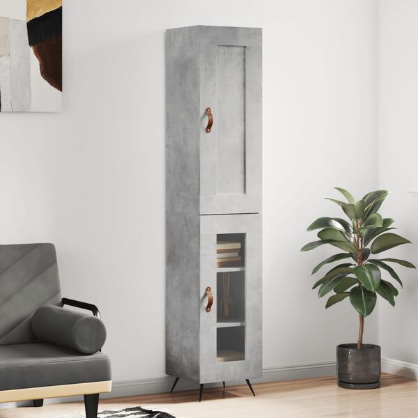 vidaXL Skř&iacute;ň highboard betonově &scaron;ed&aacute; 34,5x34x180 cm kompozitn&iacute; dřevo