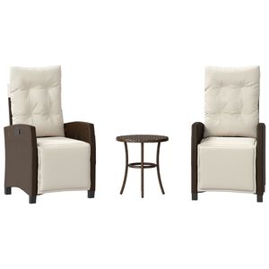 vidaXL 3d&iacute;ln&yacute; bistro set s podu&scaron;kami hněd&yacute; polyratan