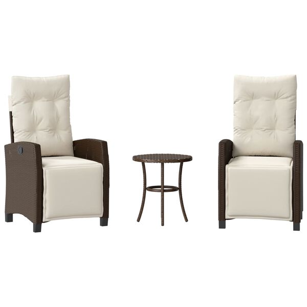 vidaXL 3d&iacute;ln&yacute; bistro set s podu&scaron;kami hněd&yacute; polyratan